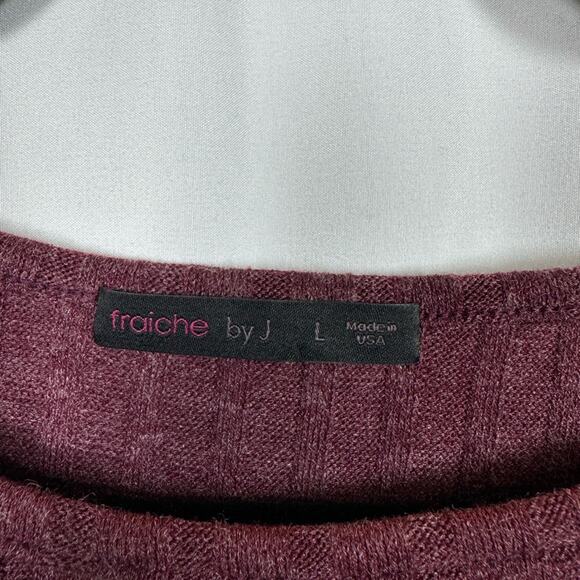 Fraiche By J Tie Front Long Sleeve Mini Sweater Dress In H.burgundy Size Large - Picture 6 of 11